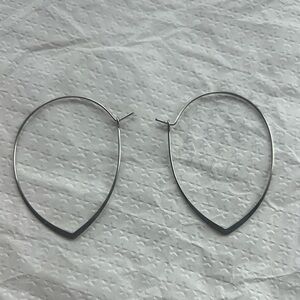 Geometric Chevron Silver toned threader hoop earrings